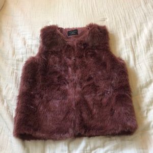 magenta furry vest